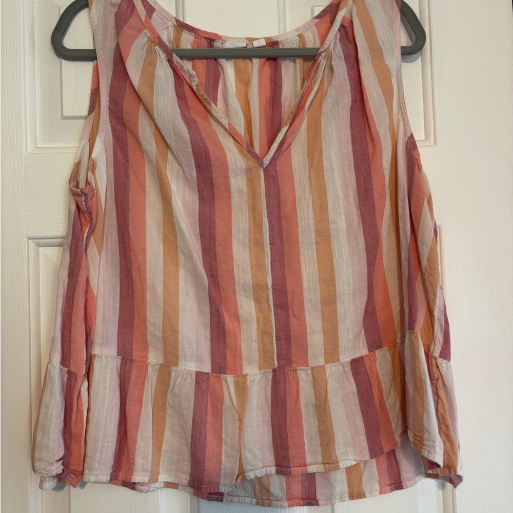 GAP Pink and Orange Asymmetrical Peplum Blouse